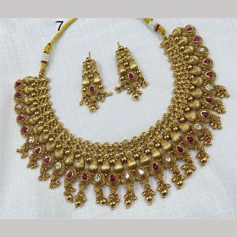 Royal Kundan Jewellery Gold Plated Crystal  Stone Necklace Set