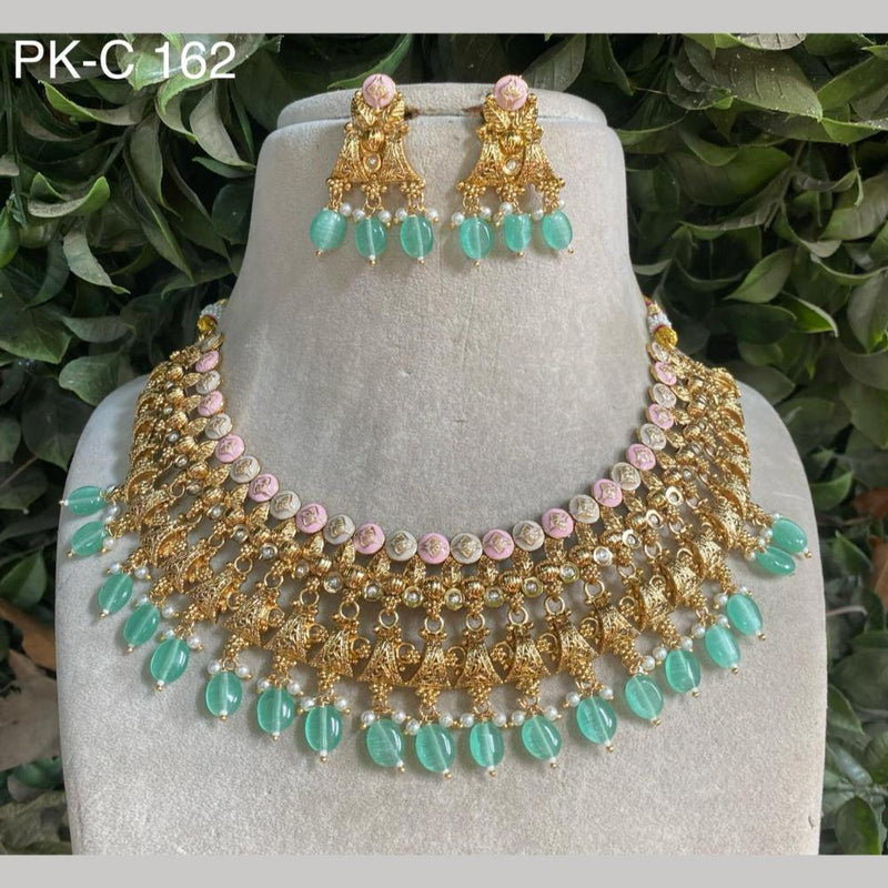 Royal Kundan Jewellery Gold Plated Crystal  Stone & Meenakari  Necklace Set