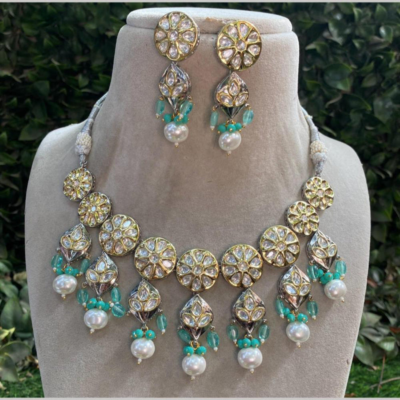 Royal Kundan Jewellery Gold Plated Polki Kundan Necklace Set