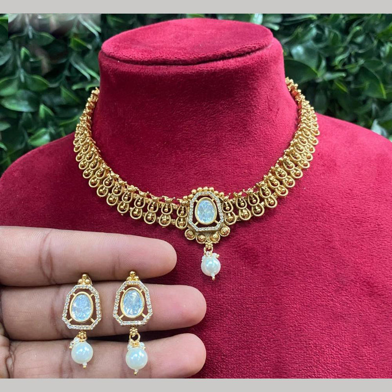 Royal Kundan Jewellery Gold Plated Kundan Stone Necklace Set