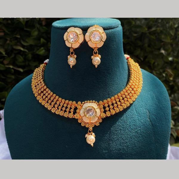 Royal Kundan Jewellery Gold Plated Kundan Stone Necklace Set