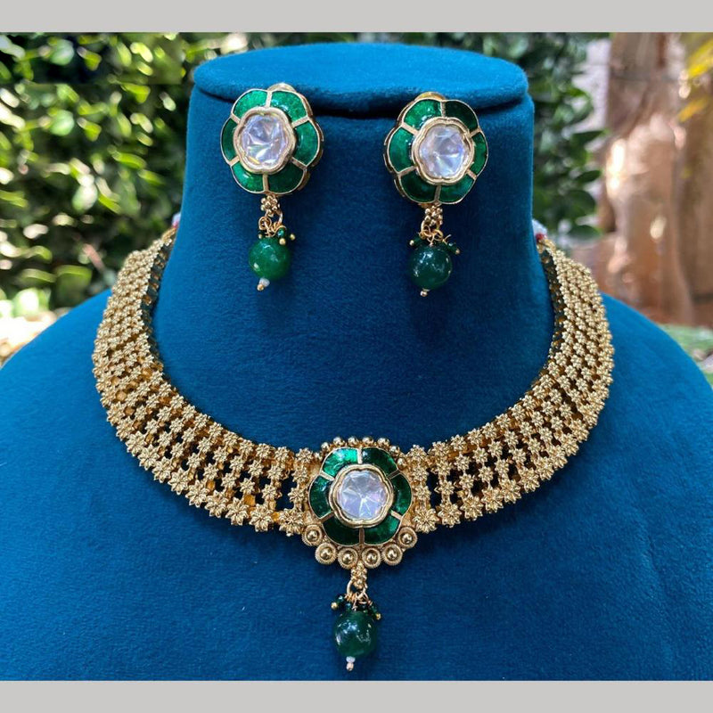 Royal Kundan Jewellery Gold Plated Kundan Stone Necklace Set