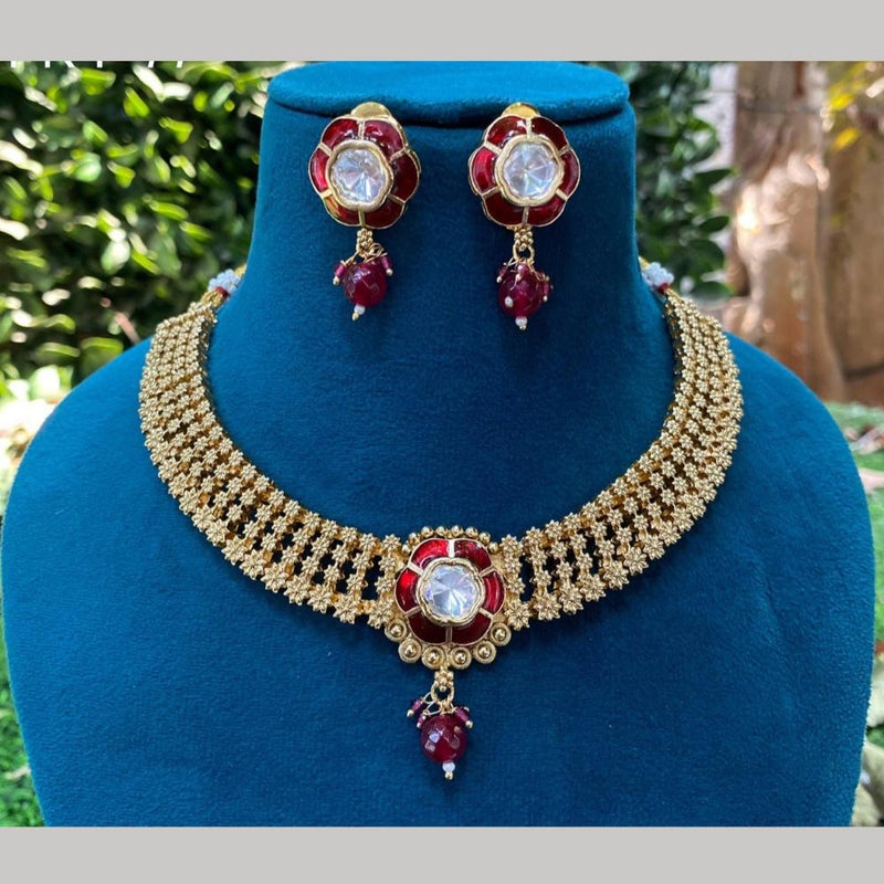 Royal Kundan Jewellery Gold Plated Kundan Stone Necklace Set