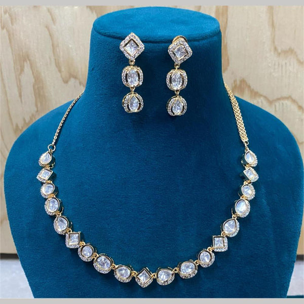 Royal Kundan Jewellery Gold Plated Crystal Stone Necklace Set