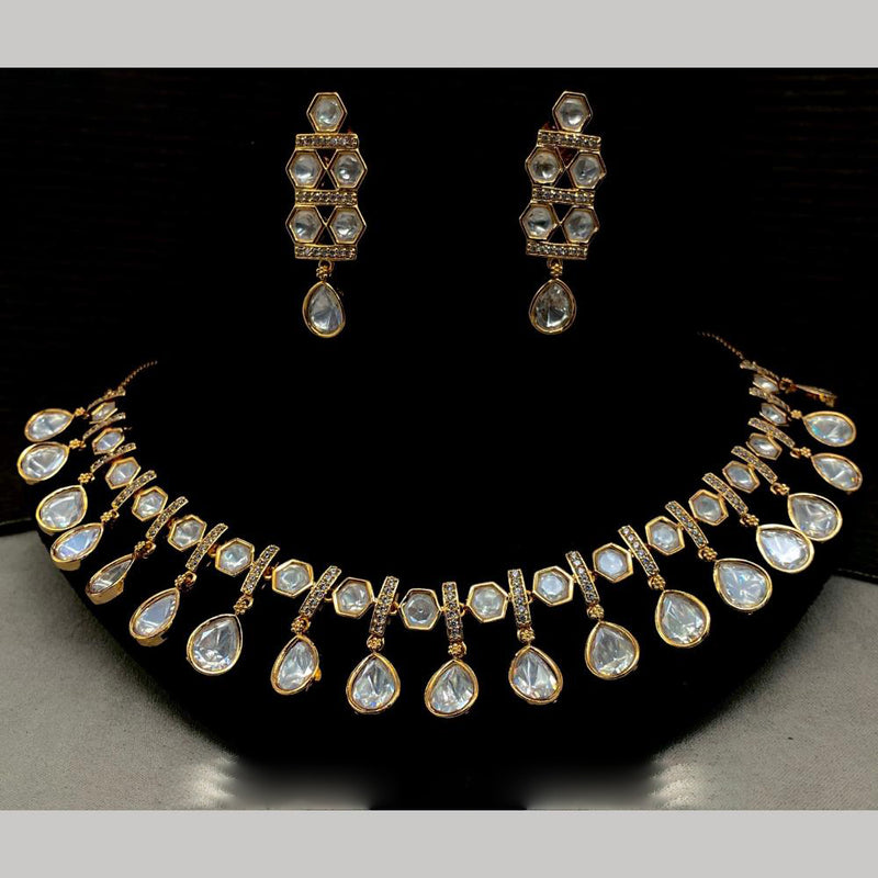 Royal Kundan Jewellery Gold Plated Crystal Stone Necklace Set