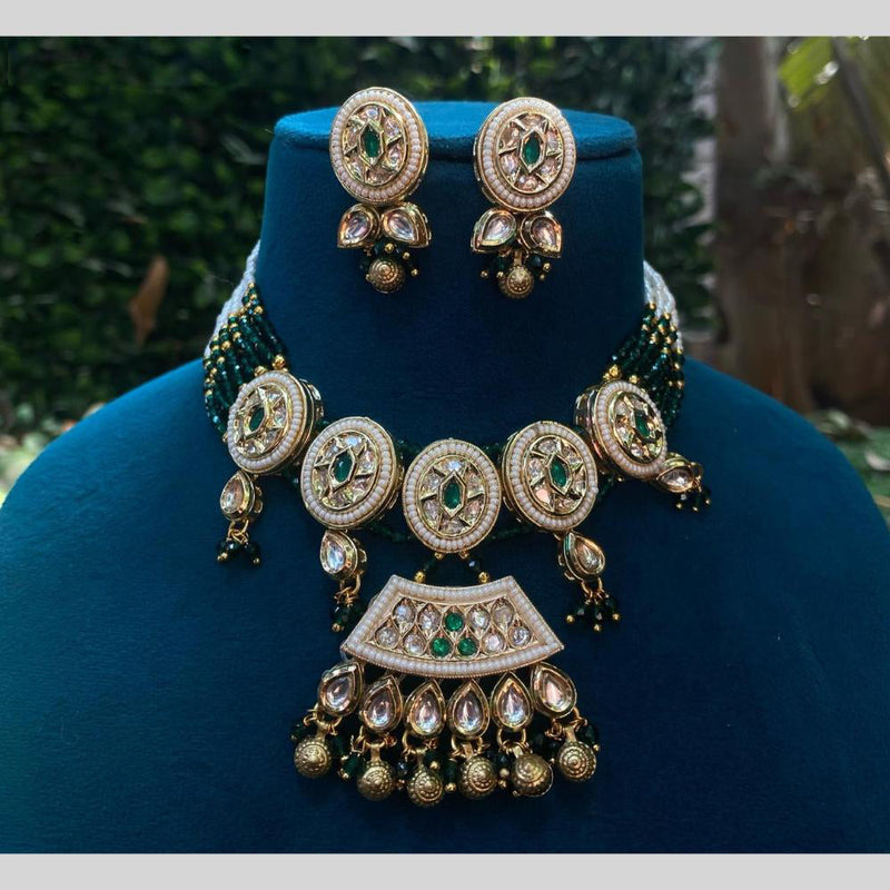 Royal Kundan Jewellery Gold Plated Polki Kundan And Pearls Necklace Set