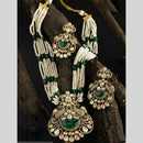 Royal Kundan Jewellery Gold Plated Polki Kundan Stone Pearls Long Necklace Set
