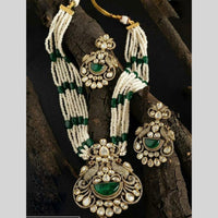Royal Kundan Jewellery Gold Plated Polki Kundan Stone Pearls Long Necklace Set