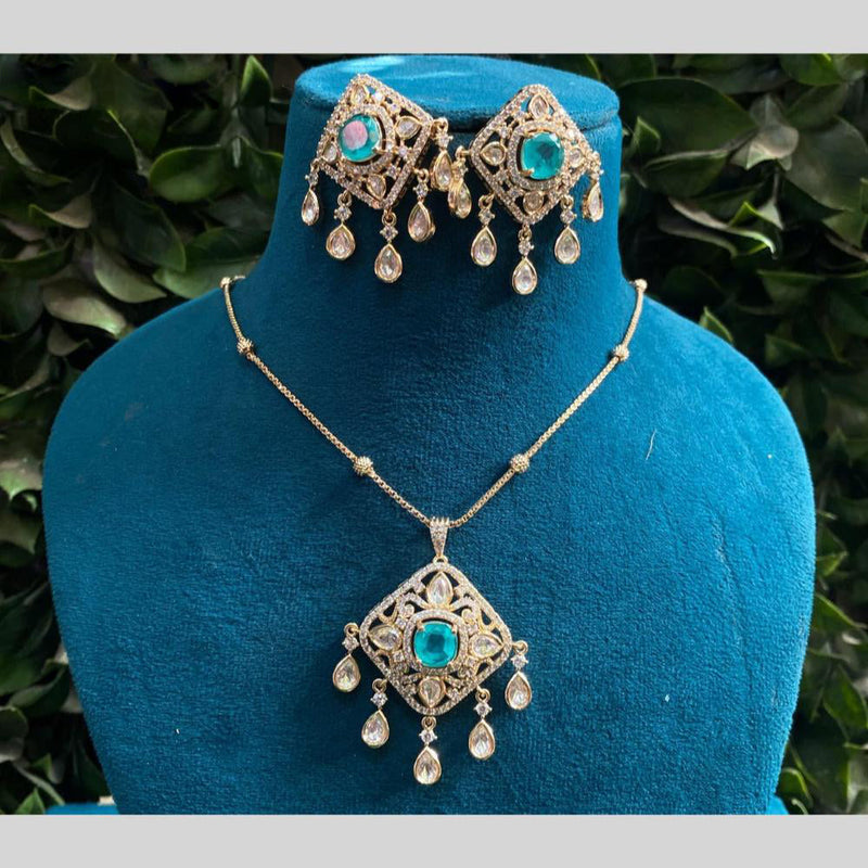 Royal Kundan Jewellery Gold Plated Polki Kundan Stone Chain Pendent Set