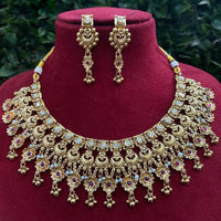 Royal Kundan Jewellery Gold Plated Pota Stone And Pearls Necklace Set
