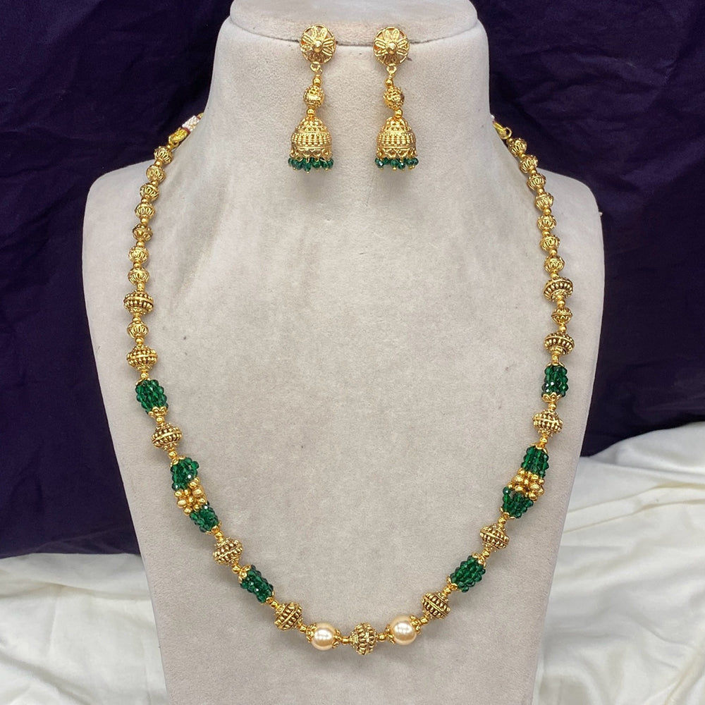 Royal Kundan Jewellery Gold Plated Beads And Pearls Necklace Set