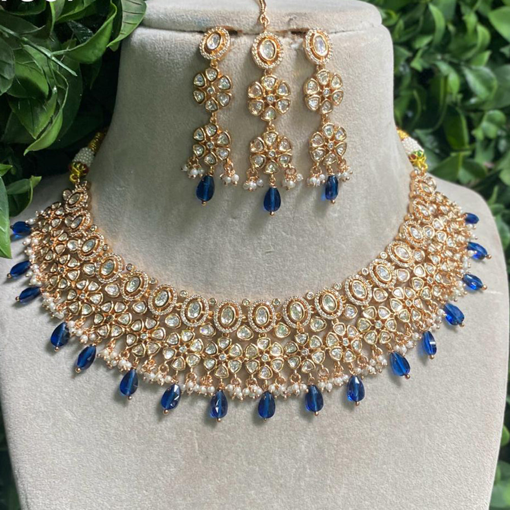 Royal Kundan Jewellery Gold Plated Polki Kundan And Beads Necklace Set