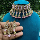 Royal Kundan Jewellery Gold Plated Crystal Stone And Pearls Chokers Necklace Set