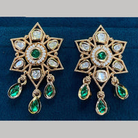 Royal Kundan Jewellery Gold Plated Polki Kundan Dangler Earrings