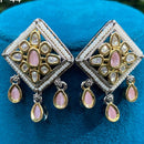Royal Kundan Jewellery 2 Tone Plated Polki Kundan And Pearls Dangler Earrings