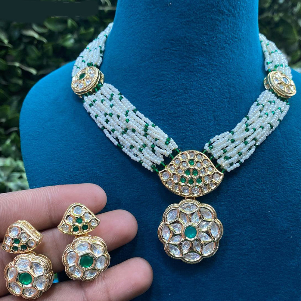 Royal Kundan Jewellery Gold Plated Polki Kundan Stone And Pearls Necklace Set