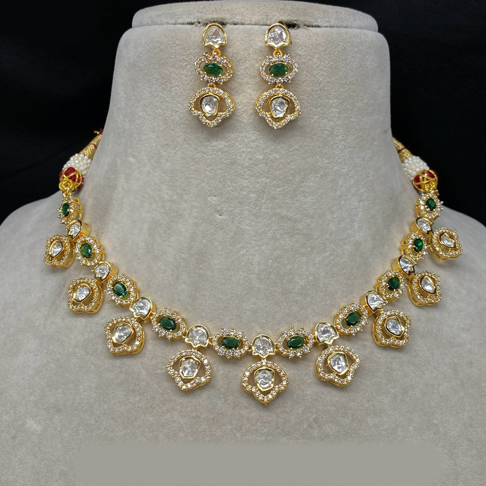 Royal Kundan Jewellery Gold Plated Polki Kundan Stone Necklace Set