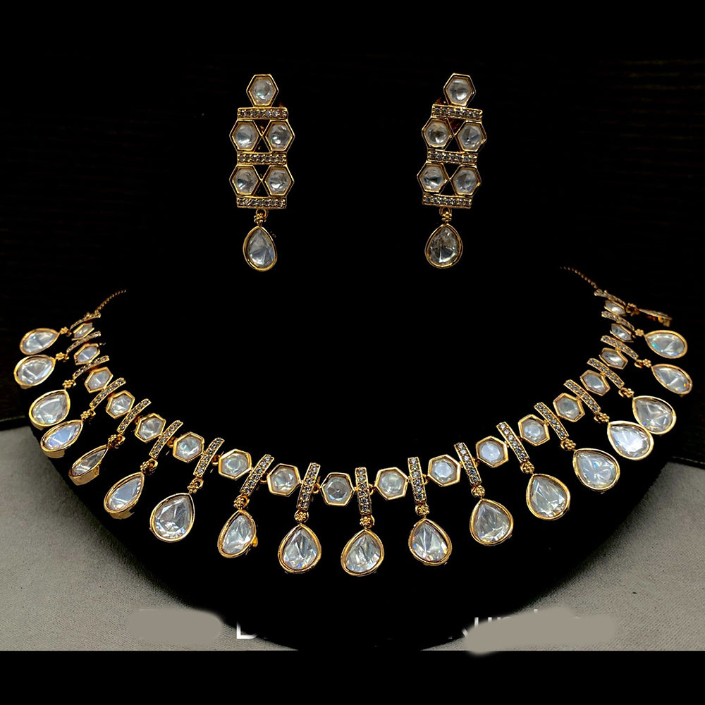 Royal Kundan Jewellery Gold Plated Kundan Stone Necklace Set