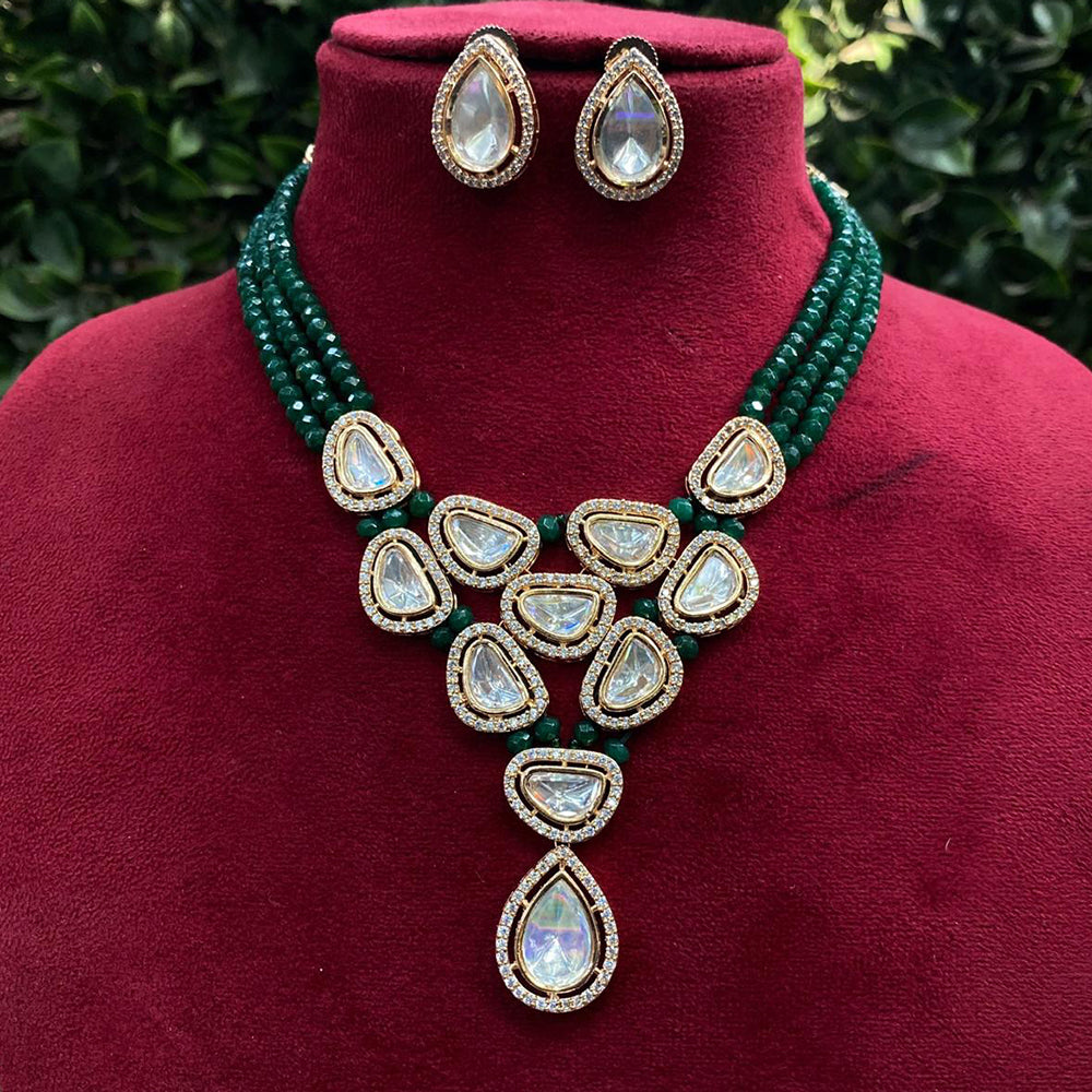 Royal Kundan Jewellery Gold Plated Polki Kundan Stone And Pearls Necklace Set