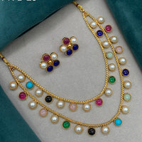 Royal Kundan Jewellery Gold Plated Pearl Necklace Set