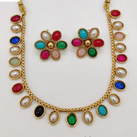 Royal Kundan Jewellery Gold Plated Pearl Necklace Set