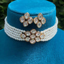 Royal Kundan Jewellery Designer Gold Plated Polki Kundan And Pearl Choker Necklace Set