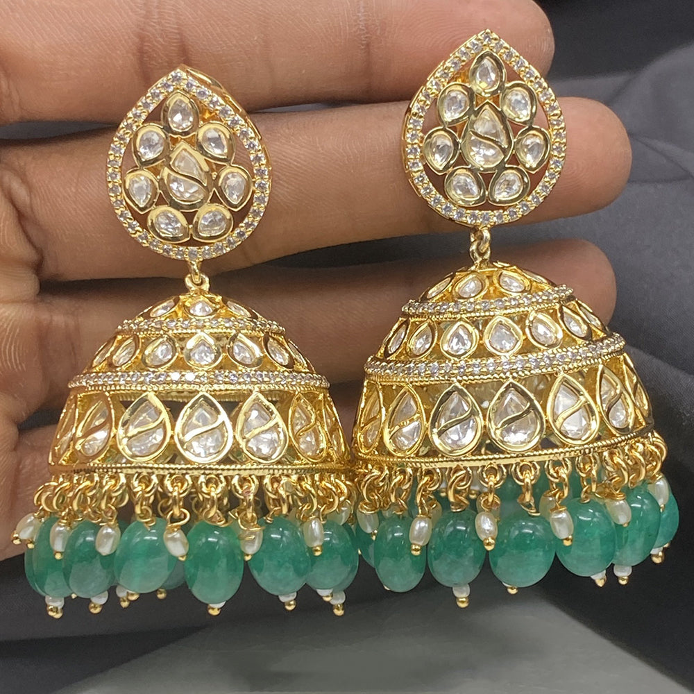 Royal Kundan Jewellery Heritage Polki Kundan Stone Beaded Jhumki Earrings
