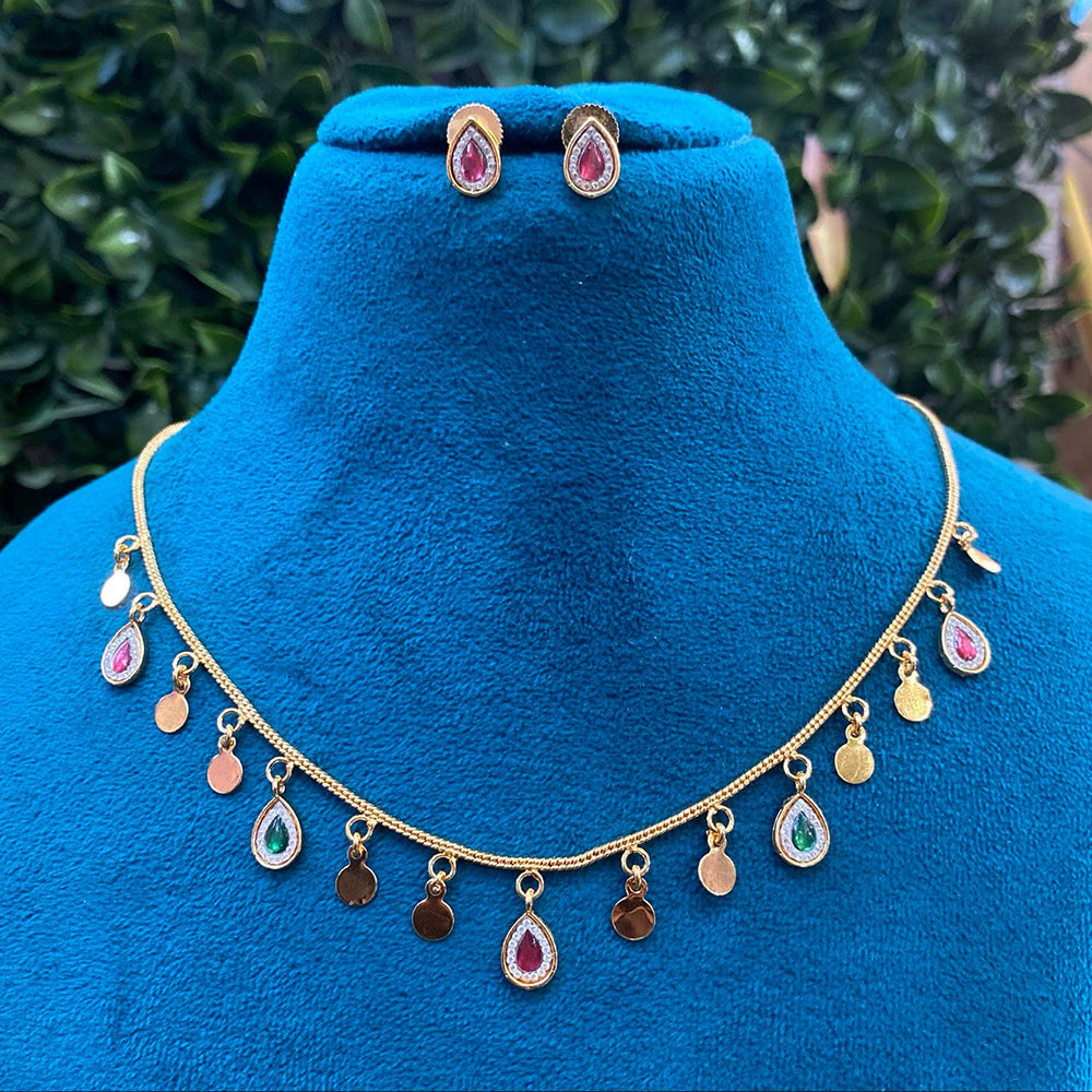 Royal Kundan Jewellery Stylish Pota Stone Necklace Set