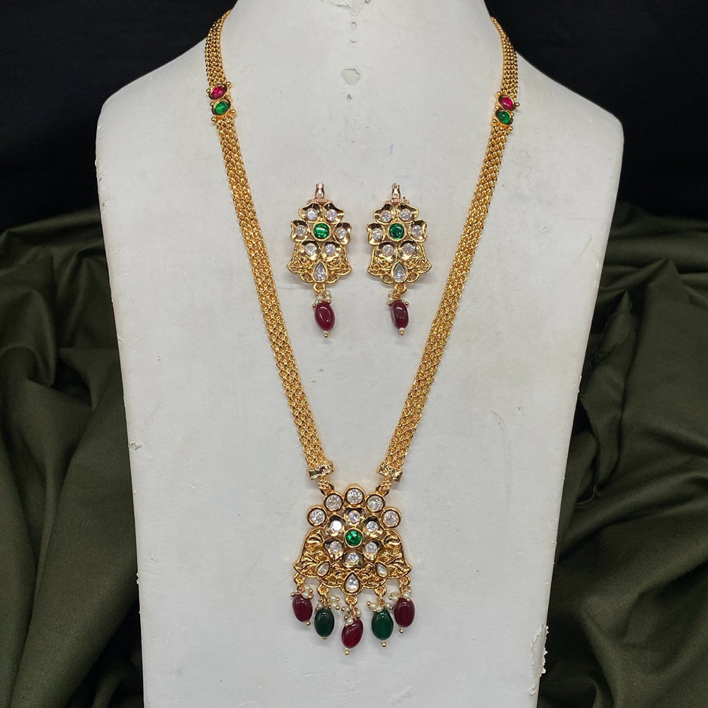 Royal Kundan Jewellery Polki Kundan Stone And Pearl Festive Necklace Set