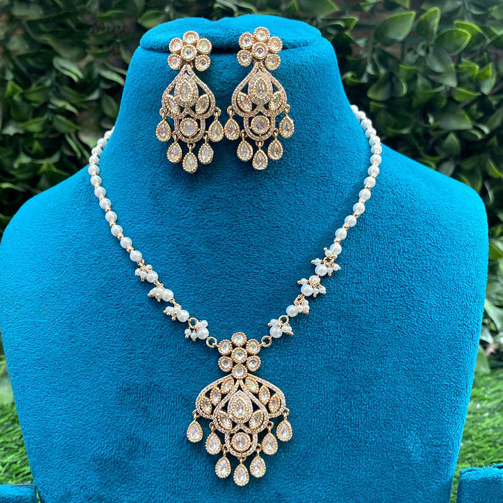 Royal Kundan Jewellery Polki Kundan Stone And Pearl Festive Necklace Set
