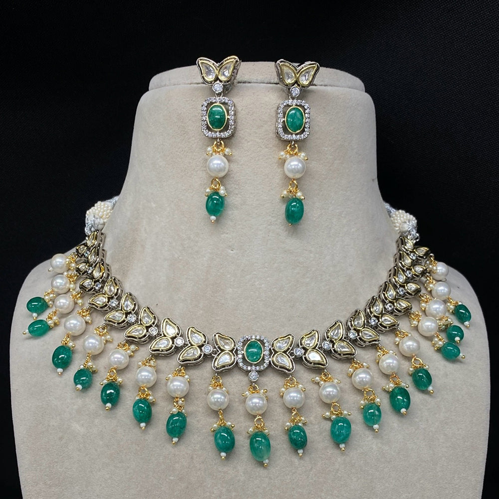 Royal Kundan Jewellery Luxe Dual Finish Polki Kundan And Pearl Choker Necklace Set