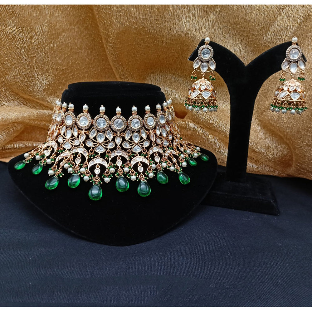 Royal Kundan Jewellery Polki Kundan Stone And Beads Festive Choker Necklace Set