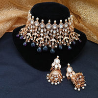 Royal Kundan Jewellery Polki Kundan Stone And Beads Festive Choker Necklace Set