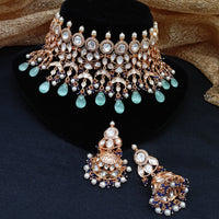 Royal Kundan Jewellery Polki Kundan Stone And Beads Festive Choker Necklace Set