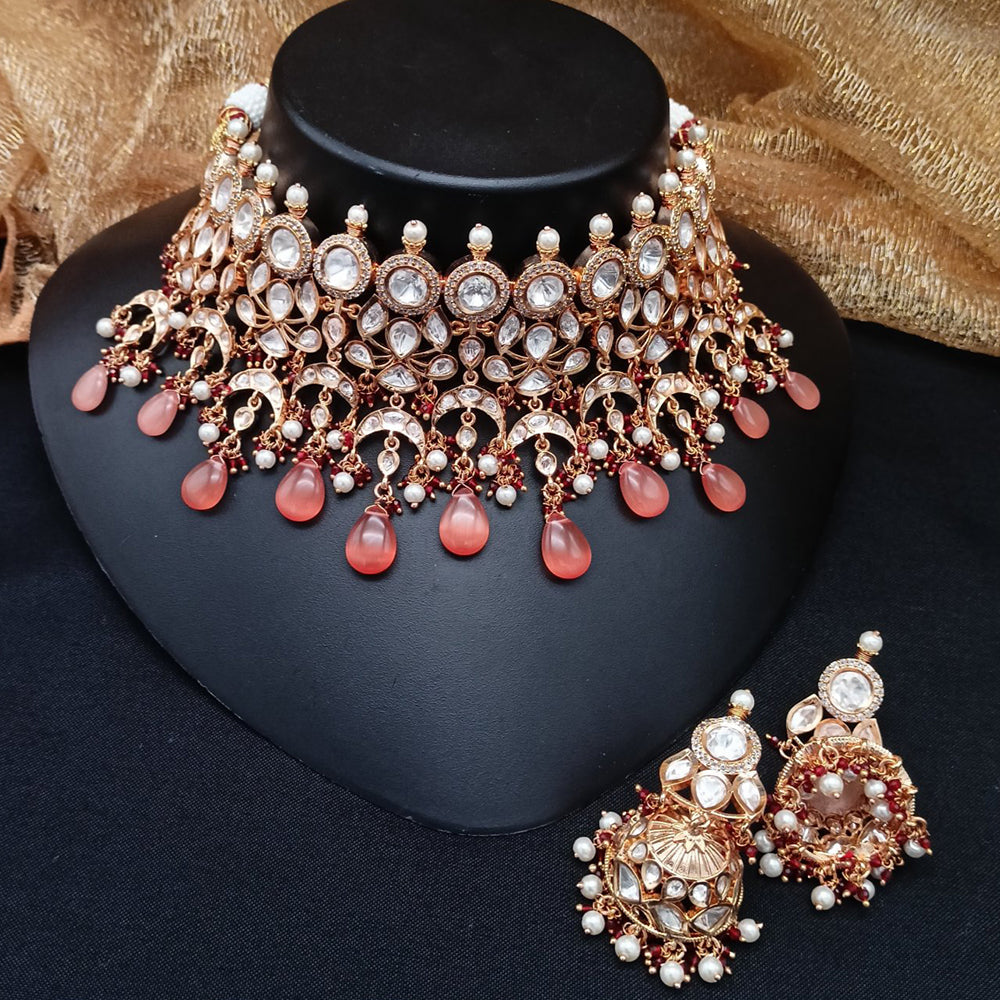Royal Kundan Jewellery Polki Kundan Stone And Beads Festive Choker Necklace Set
