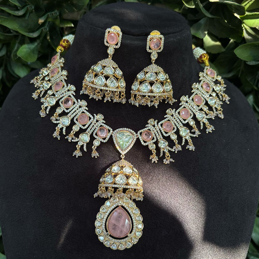Royal Kundan Jewellery Polki Kundan Stone And Pearl Festive Necklace Set