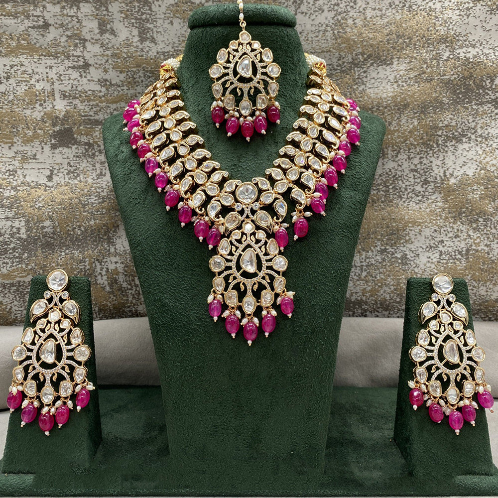 Royal Kundan Jewellery Polki Kundan Stone And Pearl Festive Necklace Set