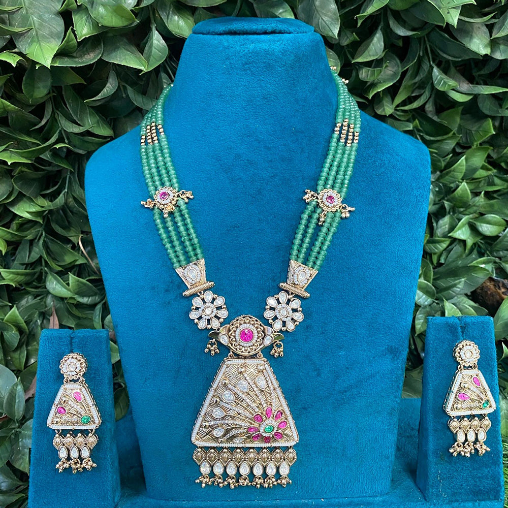Royal Kundan Jewellery Polki Kundan Stone And Pearl Festive Necklace Set