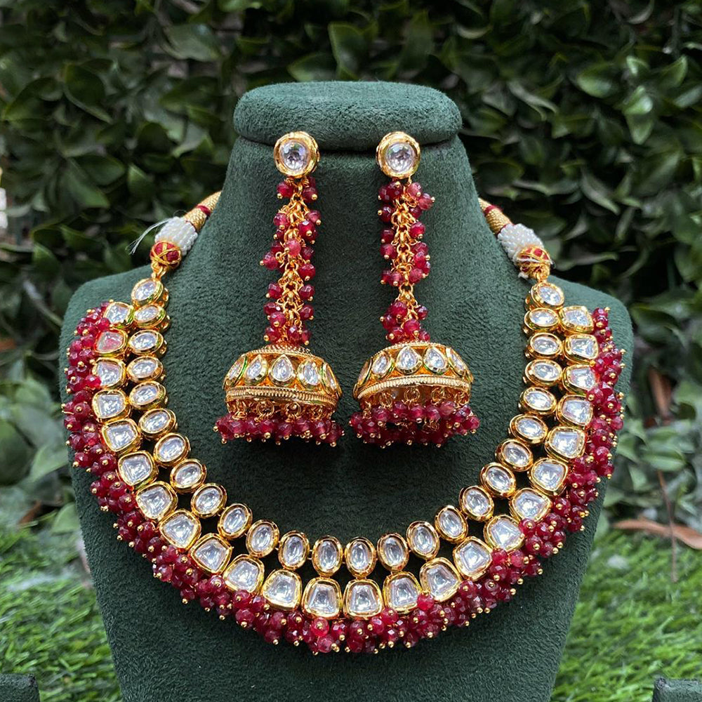 Royal Kundan Jewellery Polki Kundan Stone And Beads Festive Necklace Set