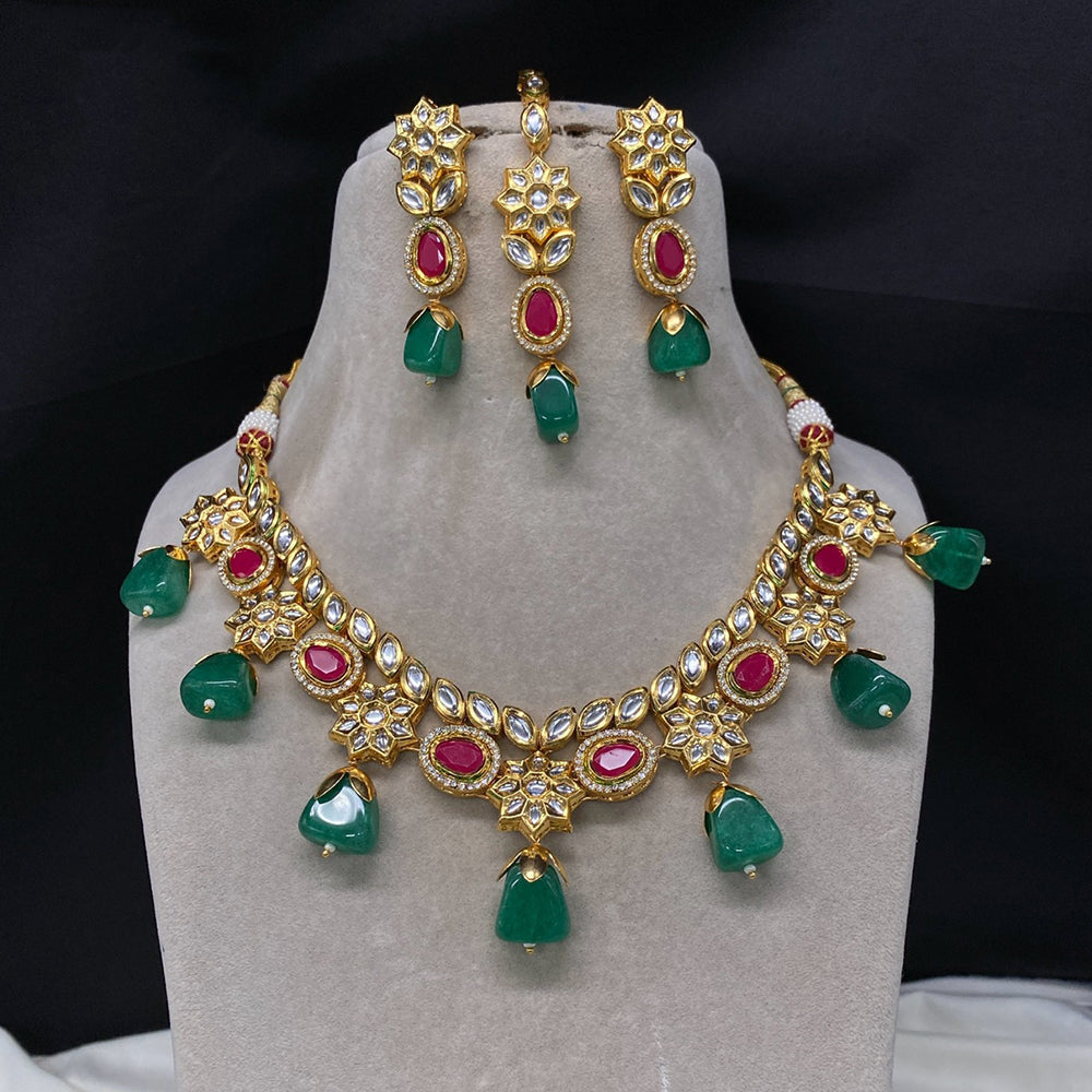Royal Kundan Jewellery Polki Kundan Stone And Beads Festive Necklace Set