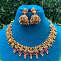 Royal Kundan Jewellery Pota Stone Divine Temple Collection Necklace Set
