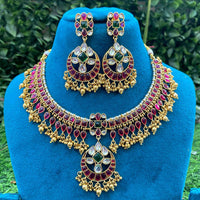Royal Kundan Jewellery Classic Kundan Stone And Pearl Designer Necklace Set