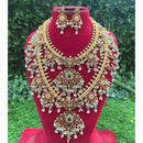 Royal Kundan Jewellery Premium Kundan And Pearl Double Strand Necklace Set