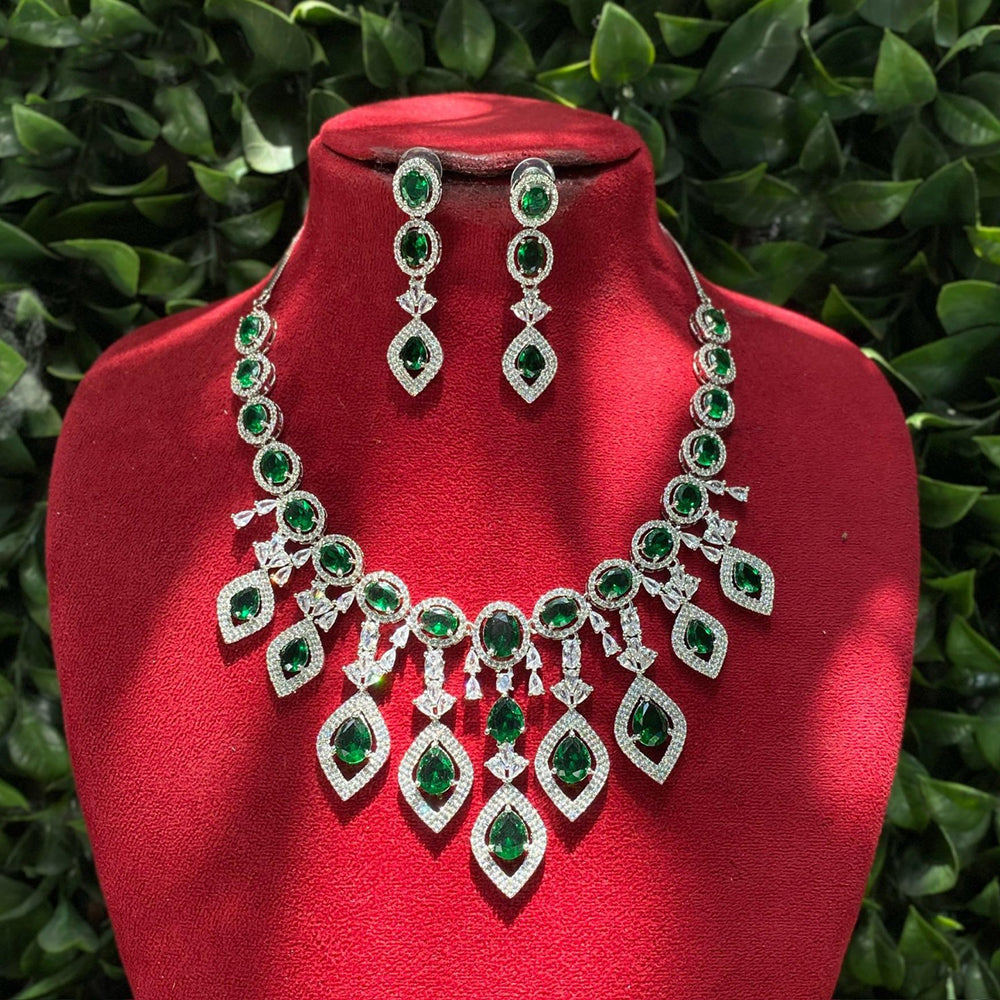 Royal Kundan Jewellery Glamorous American Diamond Necklace Set