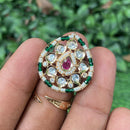 Royal Kundan Jewellery Polki Kundan Stone And Pearl Finger Ring