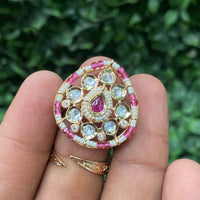Royal Kundan Jewellery Polki Kundan Stone And Pearl Finger Ring