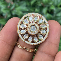 Royal Kundan Jewellery Polki Kundan Stone And Pearl Finger Ring