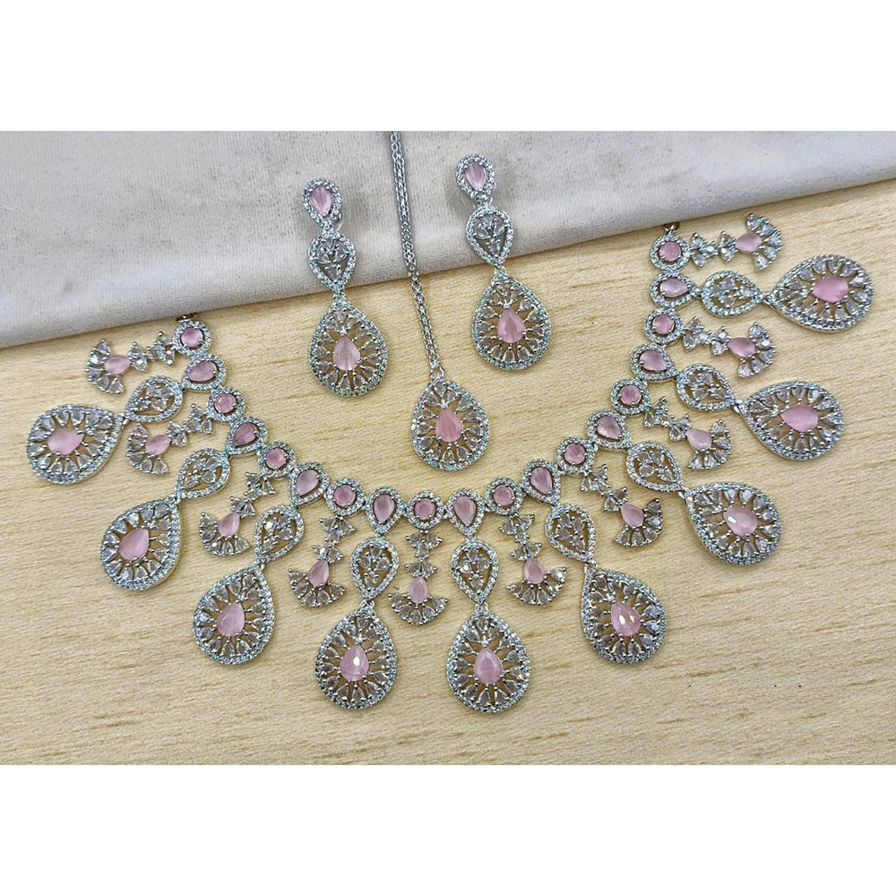 Royal Kundan Jewellery Designer American Diamond Look Necklace Set