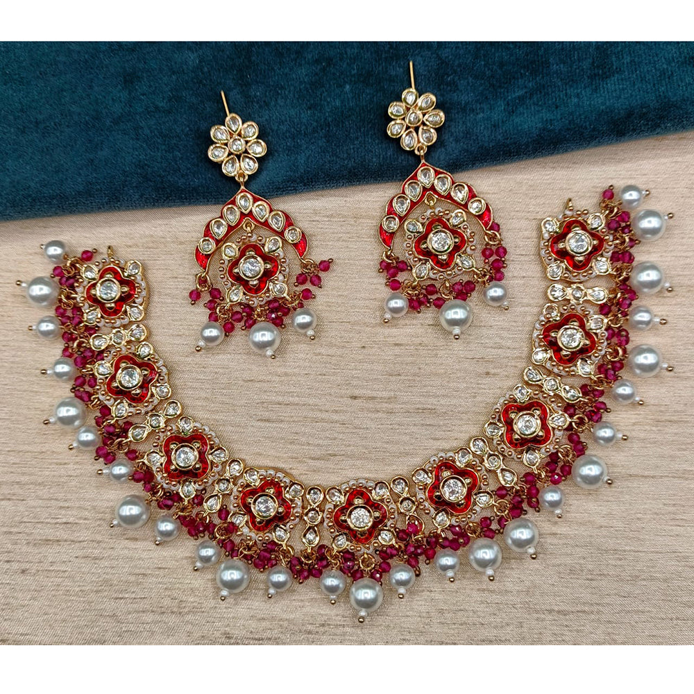 Royal Kundan Jewellery Designer Polki Kundan And Pearl Meenakari Necklace Set