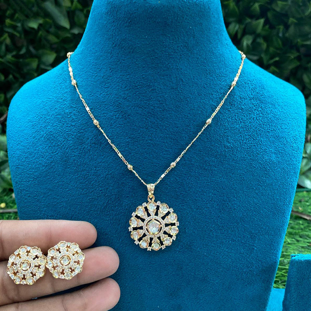 Royal Kundan Jewellery Classic Polki Kundan Stone Pendant Set